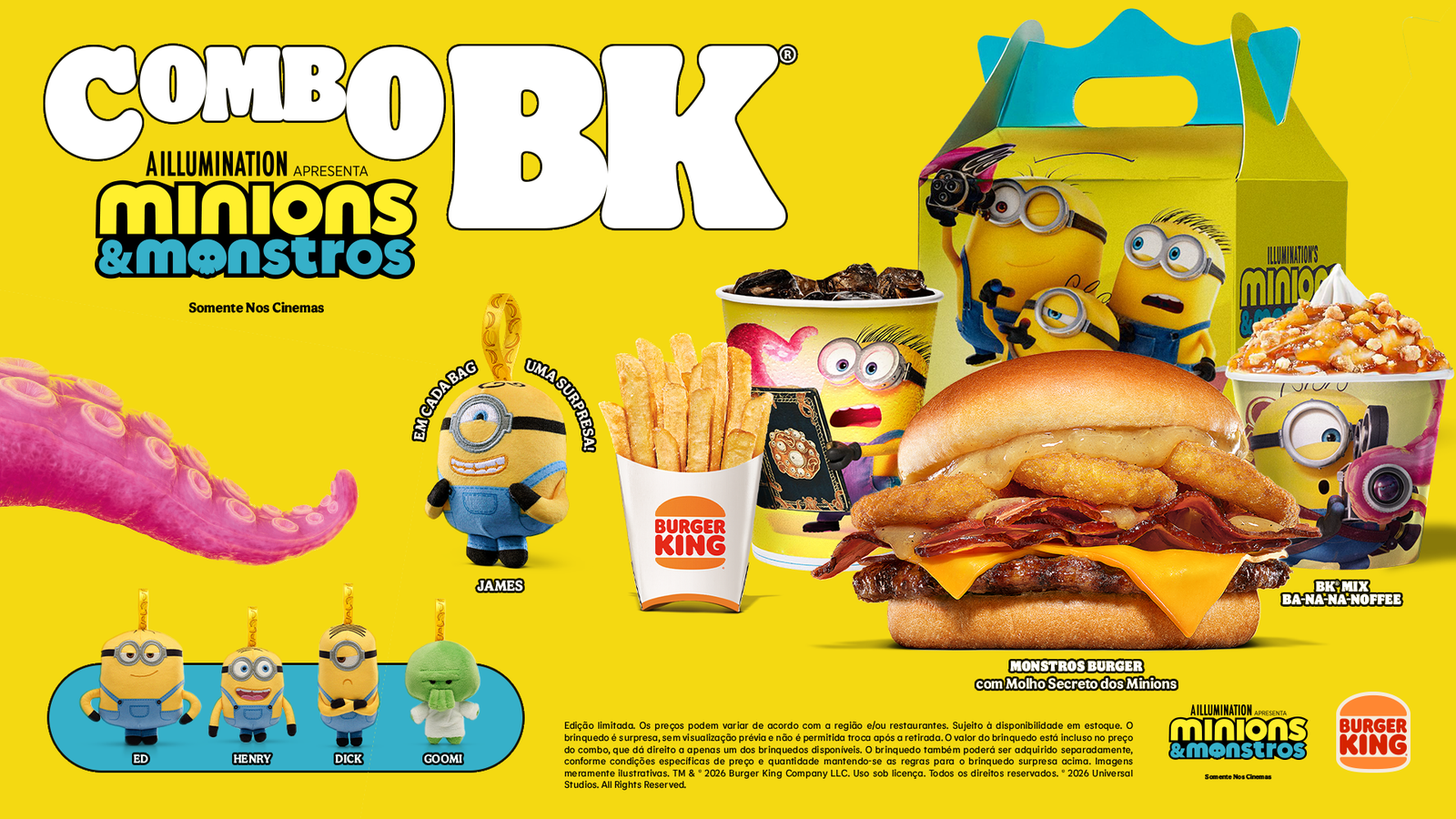 Burger King® transforma loja da Avenida Paulista para celebrar Minions & Monstros com produtos exclusivos