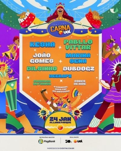 CarnaUOL 2026: Kesha, Pabllo Vittar, João Gomes e Marina Sena juntos em uma noite histórica